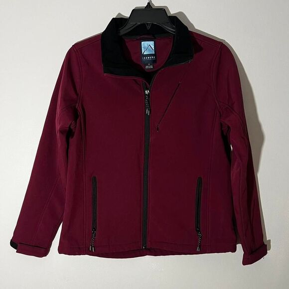 ✨Iceberg Outerwear Womens S full zip Soft Shell Jacket lined Burgandy - Picture 1 of 5
